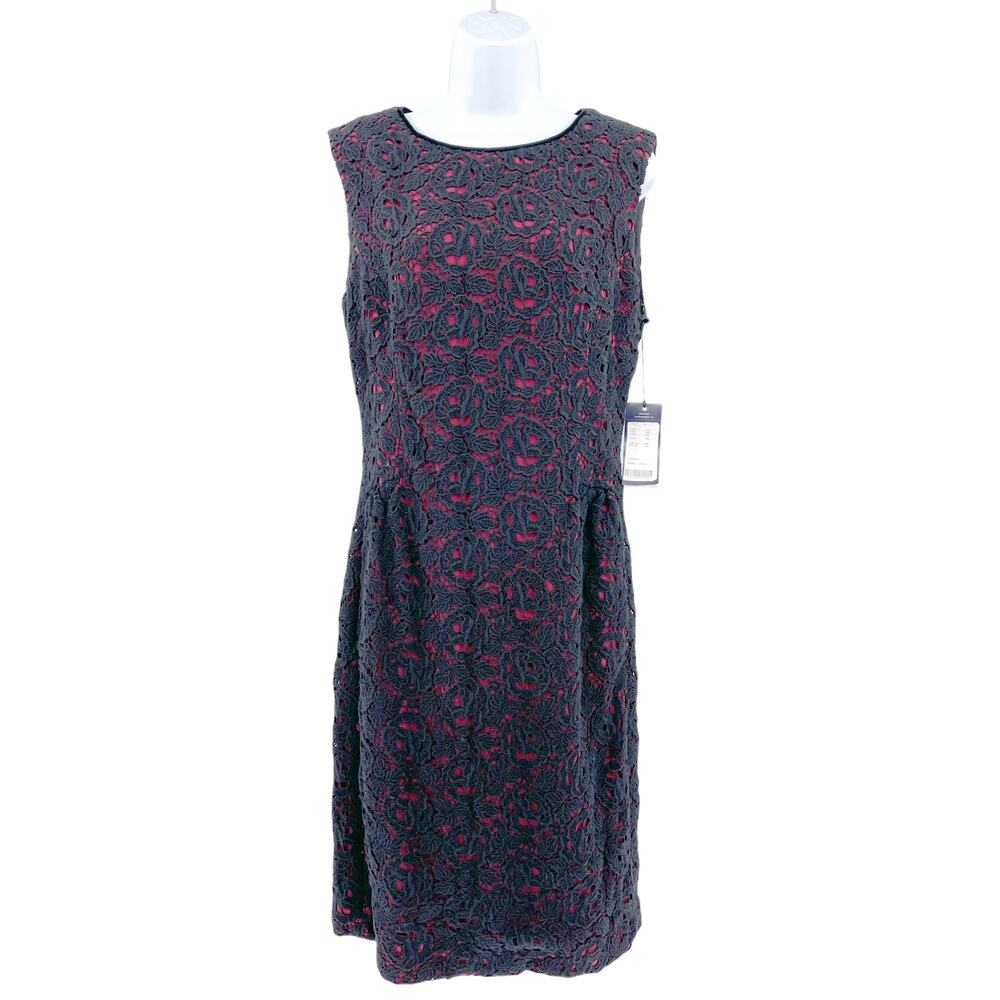 Piazza Sempione Wool Dress Crochet Overlay 12 NEW